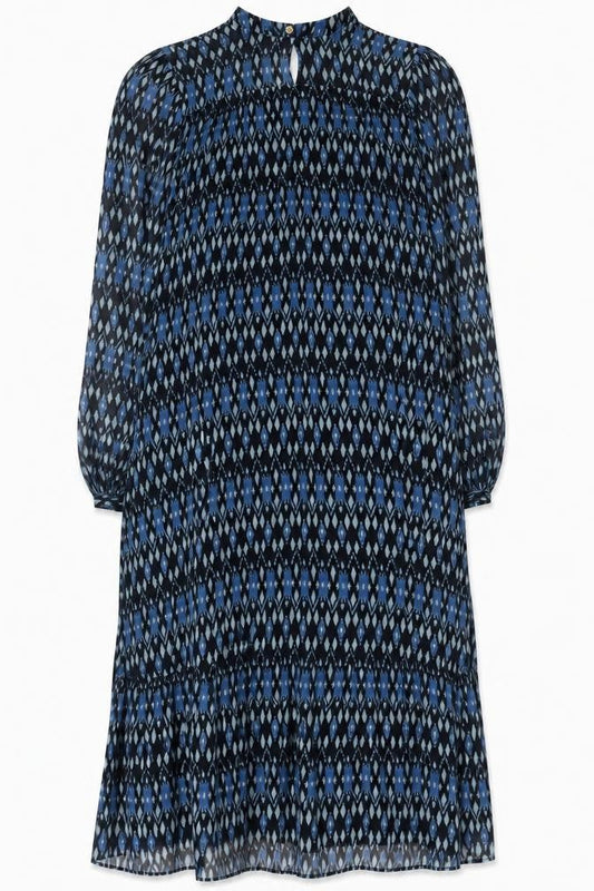 Whistles Women Blue Geometric Long Sleeve Dress