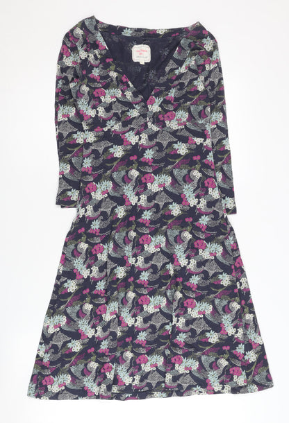 White Stuff Women's Multicoloured V-Neck Dress Size 8