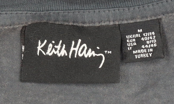 Unisex Adults UK Size M Keith Haring Black Basic T-Shirt