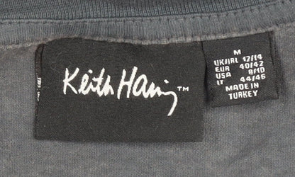 Unisex Adults UK Size M Keith Haring Black Basic T-Shirt
