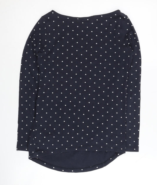H&M Women's Blue Polka Dot T-Shirt, Size 12, Long Sleeve
