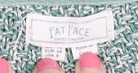 Womens UK Size 10 FatFace Green Pullover Jumper