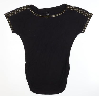 Womens UK Size XS Grace Black Basic T-Shirt