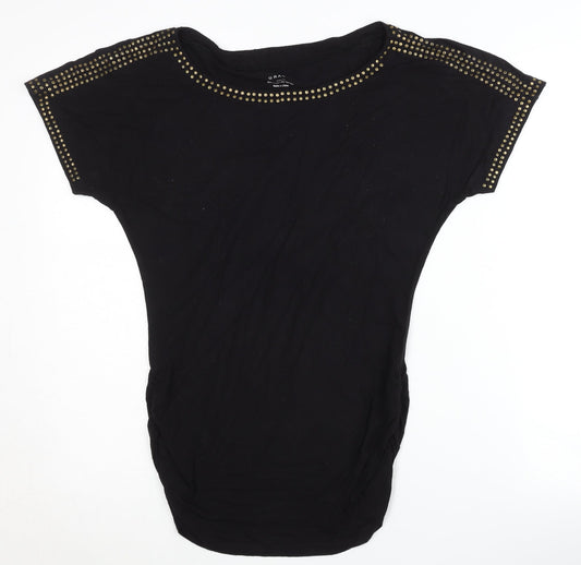 Womens UK Size XS Grace Black Basic T-Shirt