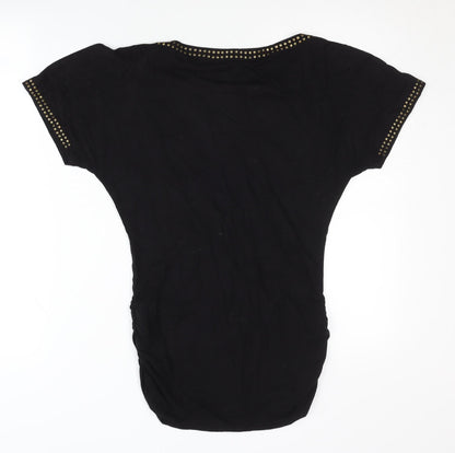 Womens UK Size XS Grace Black Basic T-Shirt