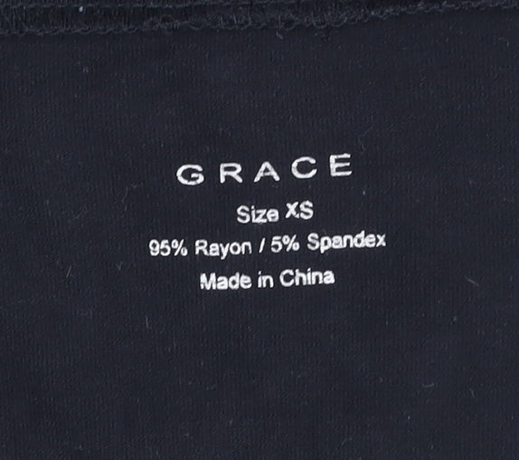 Womens UK Size XS Grace Black Basic T-Shirt