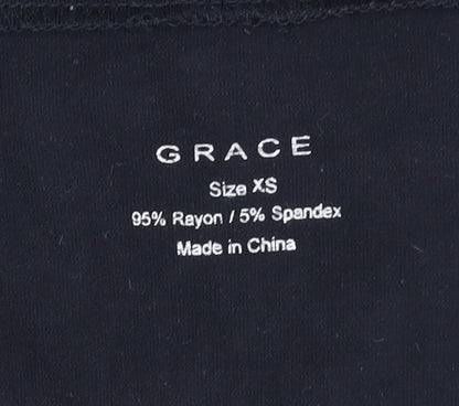 Womens UK Size XS Grace Black Basic T-Shirt