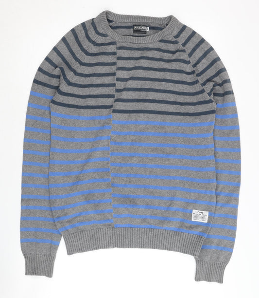 Jack & Jones Men's Grey Striped Pullover M