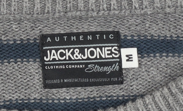 Jack & Jones Men's Grey Striped Pullover M
