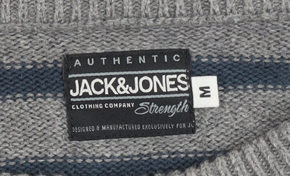 Jack & Jones Men's Grey Striped Pullover M
