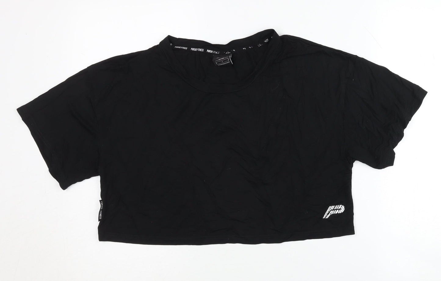 Pursue Fitness Women's Black Cropped T-Shirt, Size S