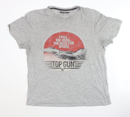 F&F Men's Grey Top Gun T-Shirt XL Movie Graphic