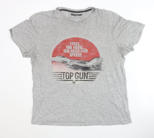 F&F Men's Grey Top Gun T-Shirt XL Movie Graphic