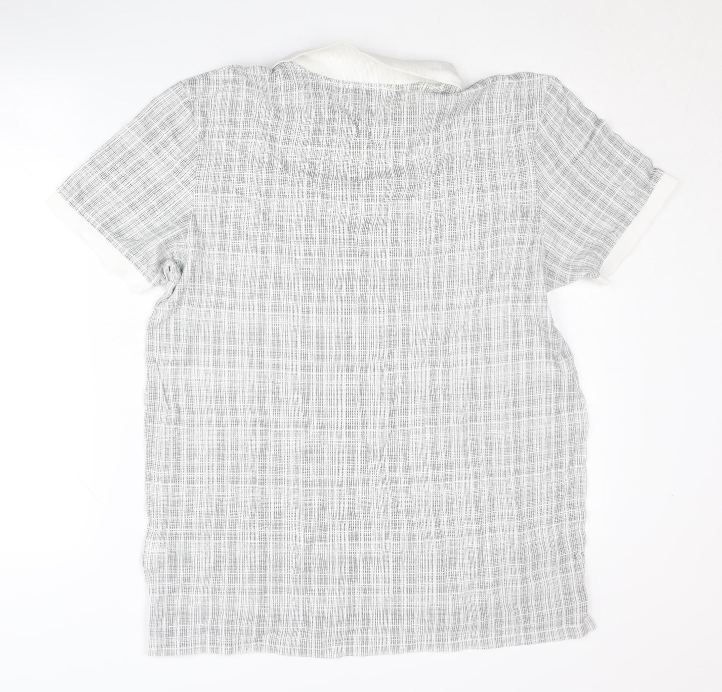 Calvin Klein Mens Grey Check Polo L Collared Top