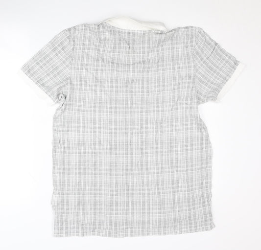 Calvin Klein Mens Grey Check Polo L Collared Top