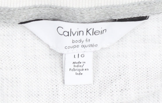 Calvin Klein Mens Grey Check Polo L Collared Top