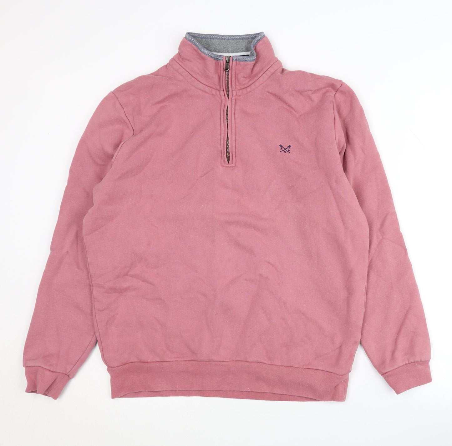 Mens UK Size M Crew Clothing Company Pink 1/4 Zip Sweatshirt