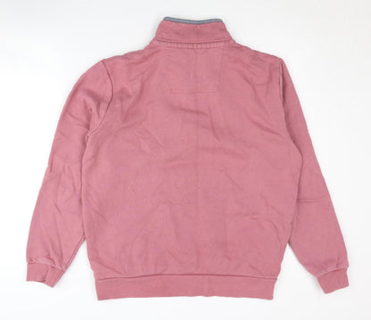 Mens UK Size M Crew Clothing Company Pink 1/4 Zip Sweatshirt