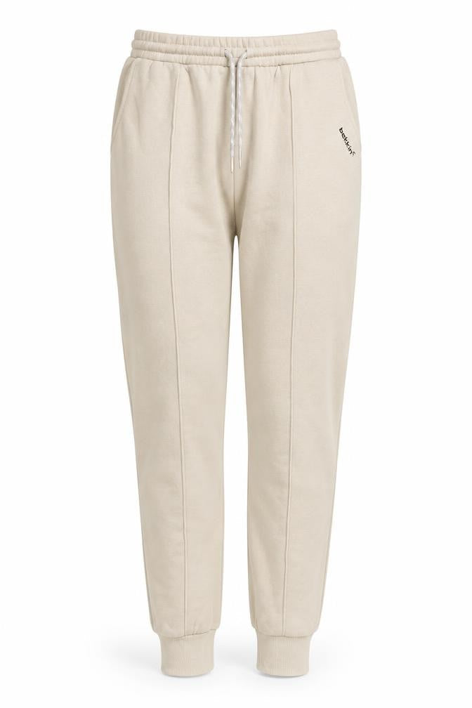 Front view of Bekkin Beige unisex jogger trousers, size 10