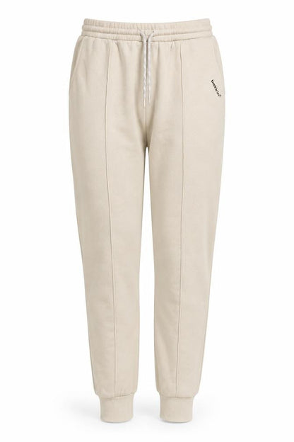 Front view of Bekkin Beige unisex jogger trousers, size 10