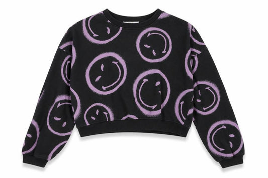 H&M x SmileyWorld Girls Black Pullover Sweatshirt 11-12Y