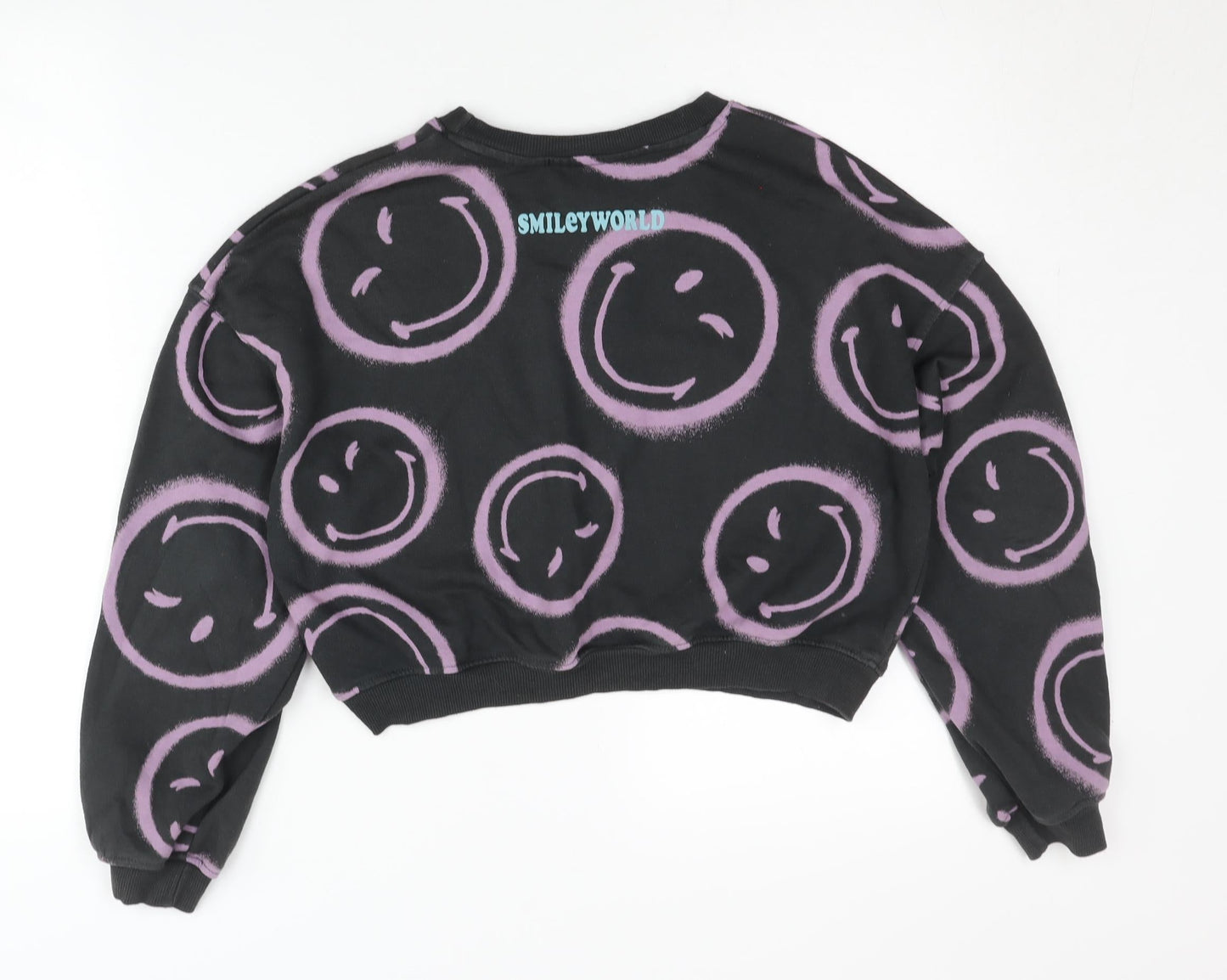 H&M x SmileyWorld Girls Black Pullover Sweatshirt 11-12Y