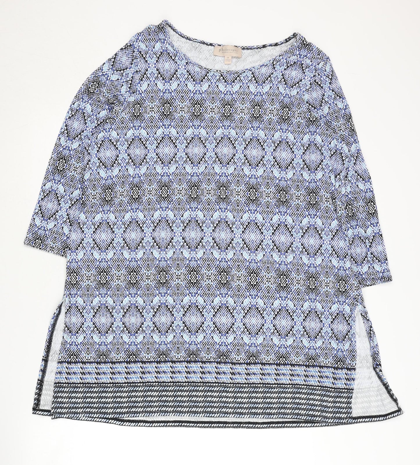 Philosophy Women's Blue 2XL Geometric Tunic Top
