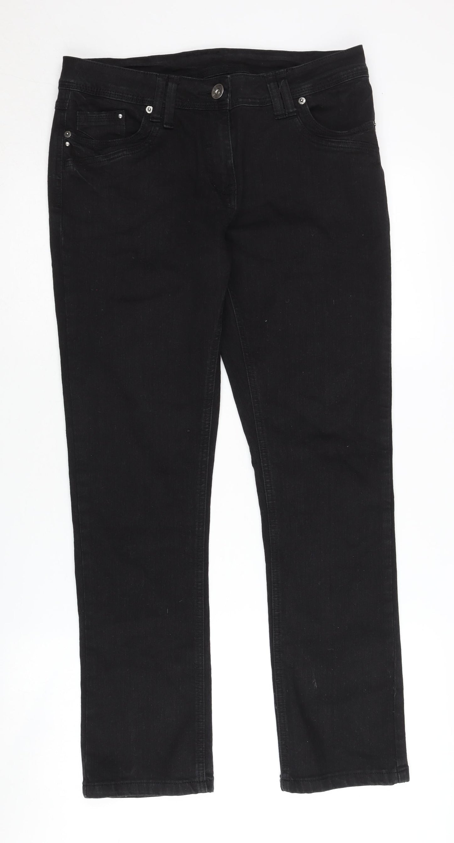 BHS Women's Black Jeans Size 12, Cotton Blend, Excellent