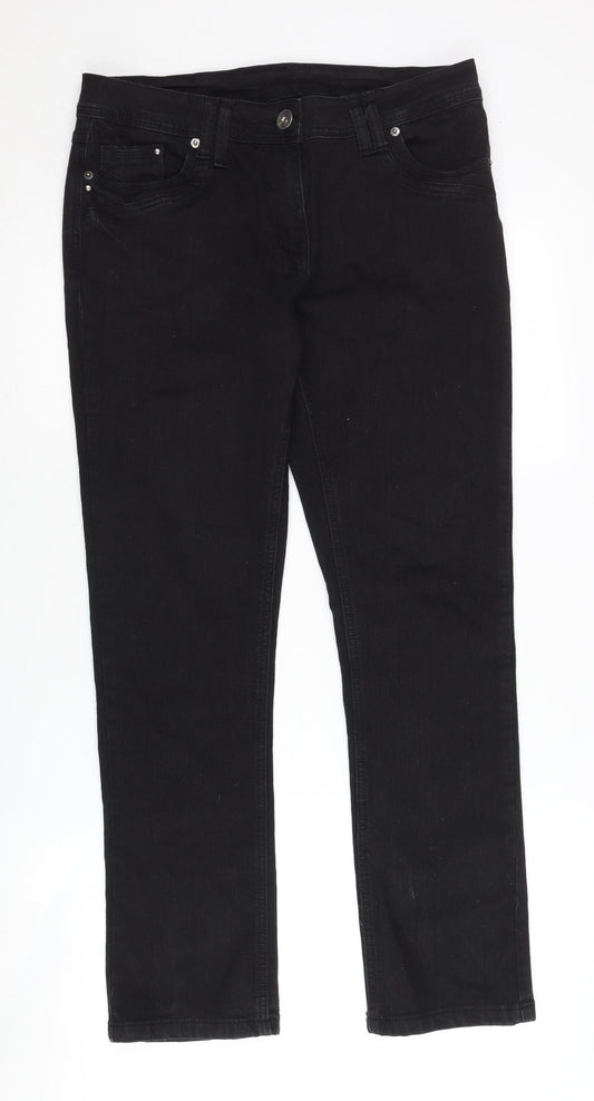 BHS Women's Black Jeans Size 12, Cotton Blend, Excellent