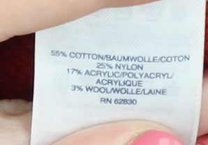 Lands' End Men's Red Cable Knit Roll Neck Pullover M