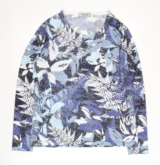 Alexara Women's Blue Floral Long Sleeve T-Shirt