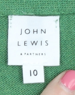 Womens UK Size 10 John Lewis & Partners Green Cardigan Jumper