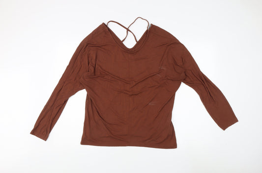 Jacqueline de Yong Women's Brown V-Neck Top XL