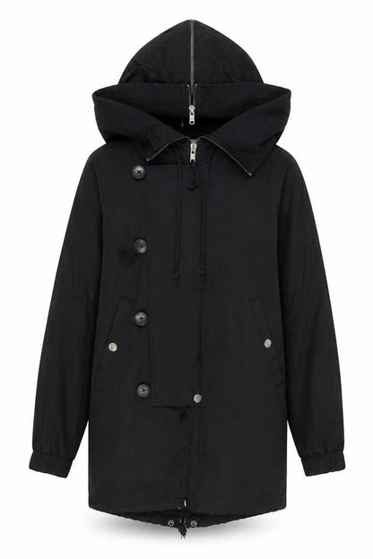 Womens UK Size XS DKNY Black Parka Coat