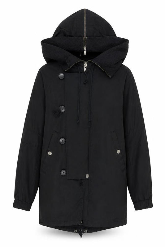 Womens UK Size XS DKNY Black Parka Coat