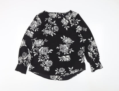 Womens UK Size 14 Debenhams Black Tunic Blouse