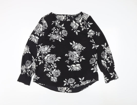 Womens UK Size 14 Debenhams Black Tunic Blouse