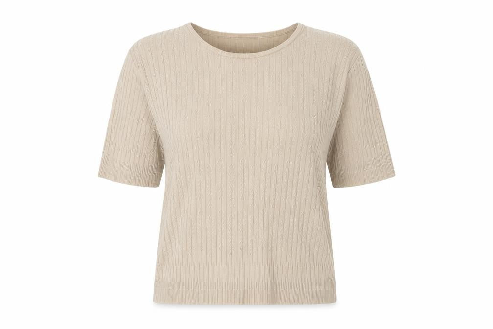 Womens UK Size XL Viyella Beige Basic T-Shirt