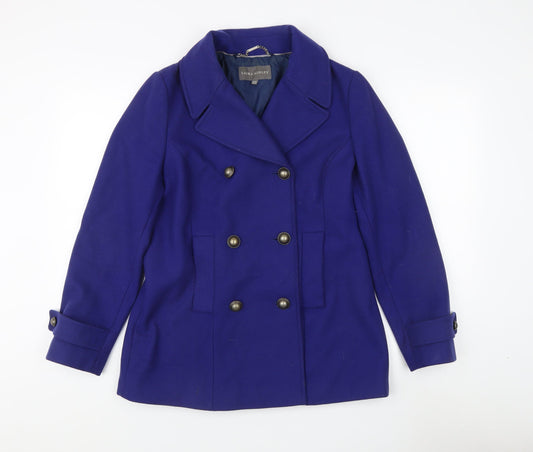 Laura Ashley Women's Blue Pea Coat Size 12 Wool Blend