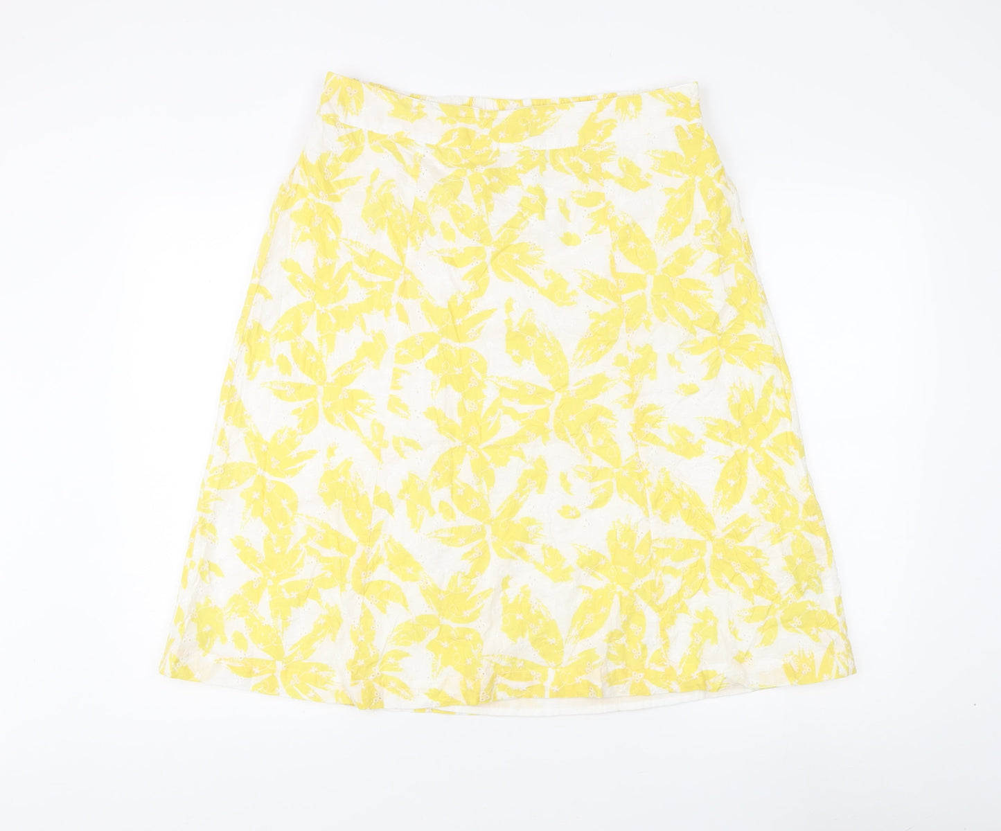 Marks and Spencer Women’s Yellow A-Line Floral Skirt, Size 14