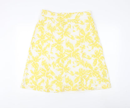 Marks and Spencer Women’s Yellow A-Line Floral Skirt, Size 14