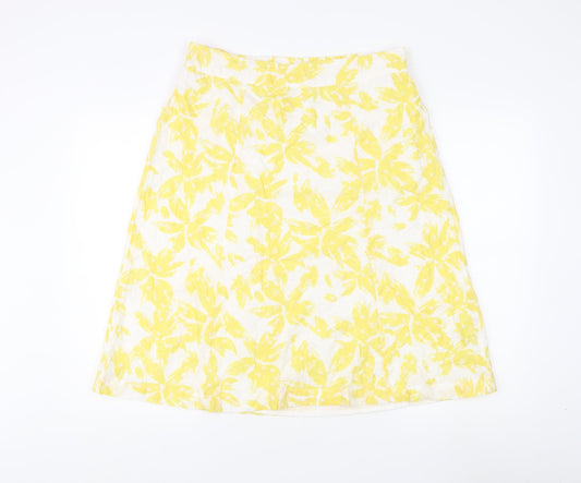 Marks and Spencer Women’s Yellow A-Line Floral Skirt, Size 14