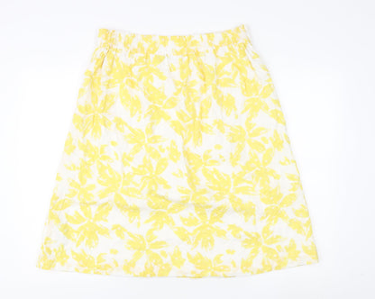 Marks and Spencer Women’s Yellow A-Line Floral Skirt, Size 14