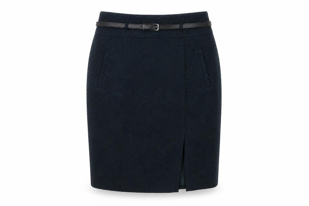 Marks and Spencer Blue Wool Blend Midi Skirt Size 12