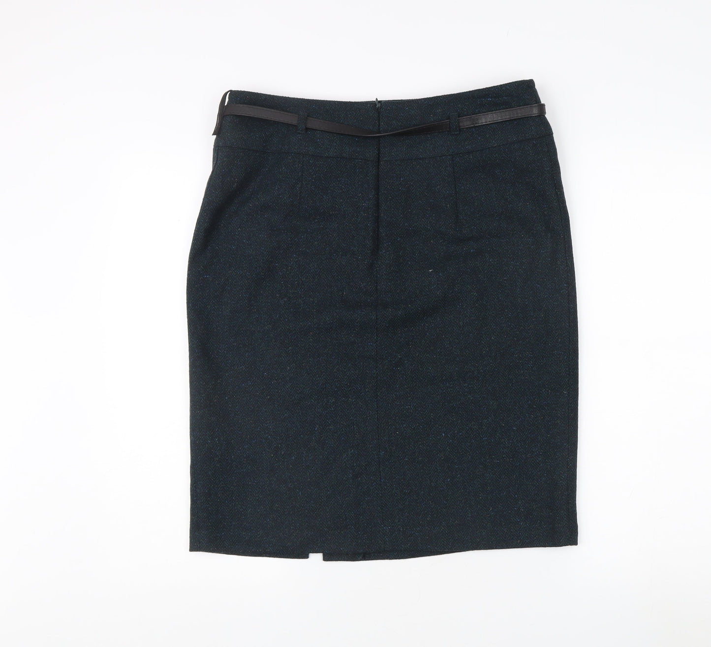 Marks and Spencer Blue Wool Blend Midi Skirt Size 12