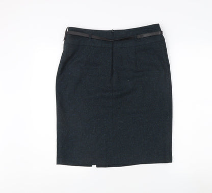 Marks and Spencer Blue Wool Blend Midi Skirt Size 12