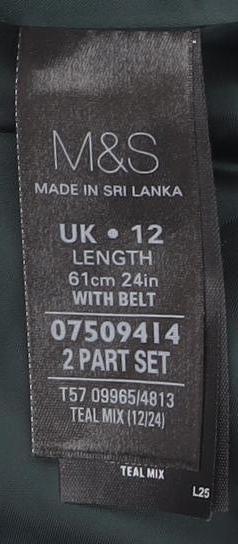 Marks and Spencer Blue Wool Blend Midi Skirt Size 12