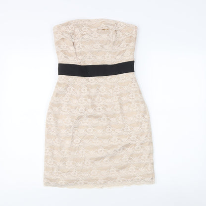 H&M Women's Beige Knee Length Sheath Dress Size 8