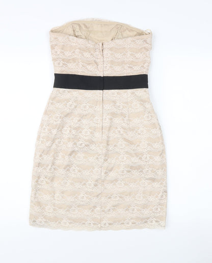 H&M Women's Beige Knee Length Sheath Dress Size 8