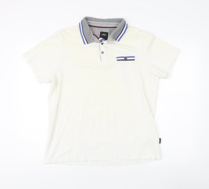 Burton Menswear White Polo - Men Large, Casual Fit